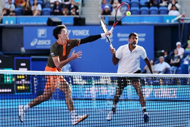 Takeru Yuzuki (JPN) & Rohan Bopanna (IND), SEPTEMBER 30, 2025 - Tennis : Kinoshita Group Japan Open Tennis Championships 2025 Men s Doubles Final at Ariake Coliseum, Tokyo, Japan. Noxthirdxpartyxsales  aflo_305330454