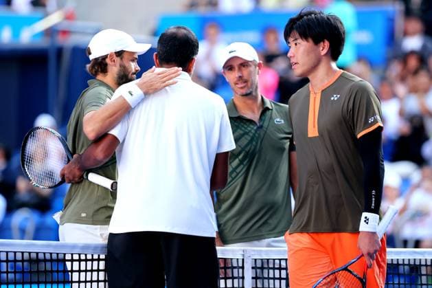 (Front-Back) Takeru Yuzuki (JPN) & Rohan Bopanna (IND), Hugo Nys (MON) & Edouard Roger-Vasselin (FRA), SEPTEMBER 30, 2025 - Tennis : Kinoshita Group Japan Open Tennis Championships 2025 Men s Doubles Final at Ariake Coliseum, Tokyo, Japan. Noxthirdxpartyxsales  aflo_305330466