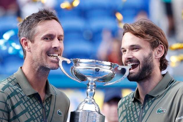 September 30, 2025, Tokyo, Japan: (L to R) Edouard ROGER-VASSELIN (FRA) and Hugo NYS (MON) pose for the cameras after winning the doubles final match of the Japan Open Tennis Championships at Ariake Colosseum in Tokyo. The tournament runs from September 22 to 30. Hugo Nys and Edouard Roger-Vasselin won 7:5, 7:5. Tokyo Japan - ZUMAm191 20250930_aap_m191_017 Copyright: xRodrigoxReyesxMarinx