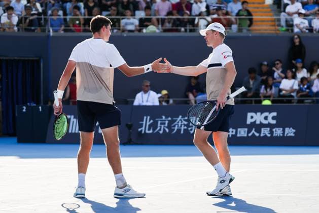 BEIJING, CHINA - SEPTEMBER 30: Henry Patten of Great Britain and Harri Heliovaara of Finland compete in the Men s Doubles Semifinal match against Guido Andreozzi of Argentina and Manuel Guinard of Fance on day 9 of the 2025 China Open at the National Tennis Center on September 30, 2025 in Beijing, China.  Copyright: xVCGx 111594188171