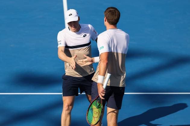 BEIJING, CHINA - SEPTEMBER 30: Henry Patten of Great Britain and Harri Heliovaara of Finland compete in the Men s Doubles Semifinal match against Guido Andreozzi of Argentina and Manuel Guinard of Fance on day 9 of the 2025 China Open at the National Tennis Center on September 30, 2025 in Beijing, China.  Copyright: xVCGx 111594180187