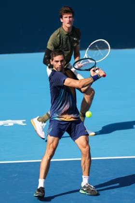 BEIJING, CHINA - SEPTEMBER 30: Guido Andreozzi of Argentina and Manuel Guinard of Fance compete in the Men s Doubles Semifinal match against Henry Patten of Great Britain and Harri Heliovaara of Finland on day 9 of the 2025 China Open at the National Tennis Center on September 30, 2025 in Beijing, China.  Copyright: xVCGx 111594180213
