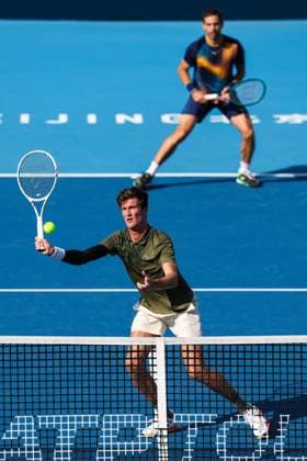 BEIJING, CHINA - SEPTEMBER 30: Guido Andreozzi of Argentina and Manuel Guinard of Fance compete in the Men s Doubles Semifinal match against Henry Patten of Great Britain and Harri Heliovaara of Finland on day 9 of the 2025 China Open at the National Tennis Center on September 30, 2025 in Beijing, China.  Copyright: xVCGx 111594187945