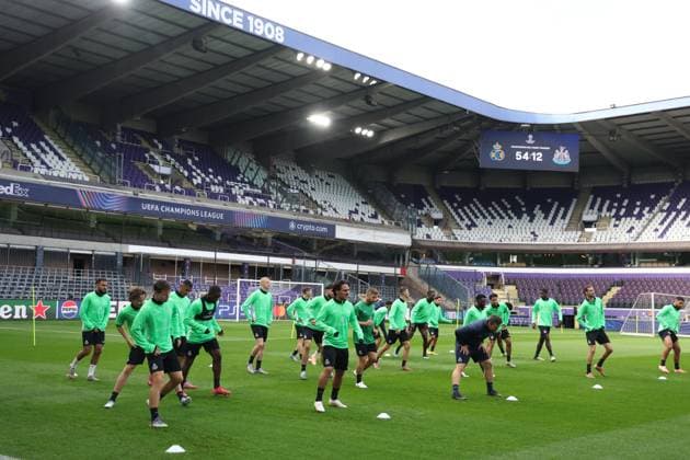 Union s players pictured during a training session of Belgian soccer team Royale Union Saint-Gilloise in Brussels, on Tuesday 30 September 2025. The team prepares for tomorrow s match against English team Newcastle United FC, on the second day of the League phase of the UEFA Champions League tournament. VIRGINIExLEFOUR  x135703362x