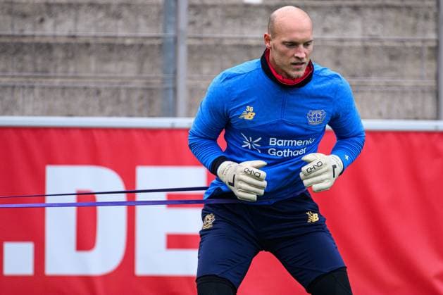 LEVERKUSEN, GERMANY - 30 SEPTEMBER, 2025: Niklas Lomb - UEFA Champions League, MD-1, practice FC Bayer 04 Leverkusen at BayArena.  Copyright: xVITALIIxKLIUIEVx