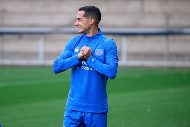 LEVERKUSEN, GERMANY - 30 SEPTEMBER, 2025: Lucas Vazquez - UEFA Champions League, MD-1, practice FC Bayer 04 Leverkusen at BayArena.  Copyright: xVITALIIxKLIUIEVx