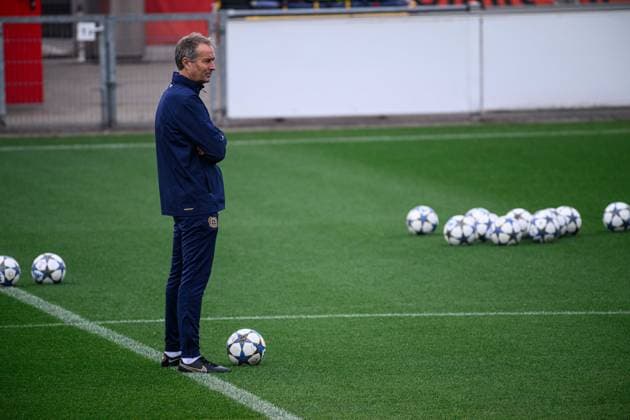 LEVERKUSEN, GERMANY - 30 SEPTEMBER, 2025: Kasper Hjulmand - UEFA Champions League, MD-1, practice FC Bayer 04 Leverkusen at BayArena.  Copyright: xVITALIIxKLIUIEVx