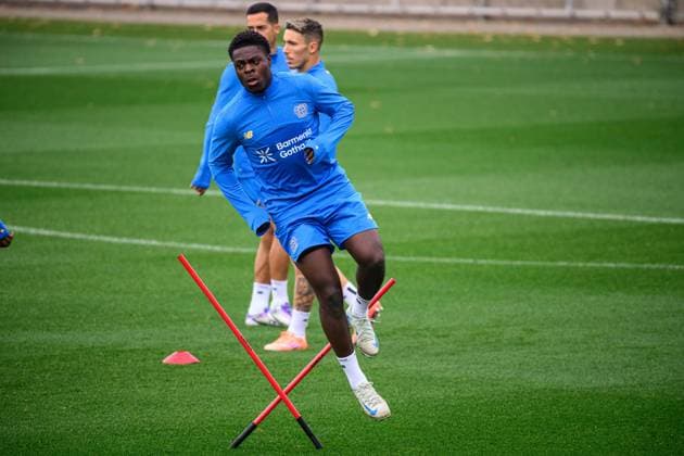 LEVERKUSEN, GERMANY - 30 SEPTEMBER, 2025: Ken Izekor - UEFA Champions League, MD-1, practice FC Bayer 04 Leverkusen at BayArena.  Copyright: xVITALIIxKLIUIEVx