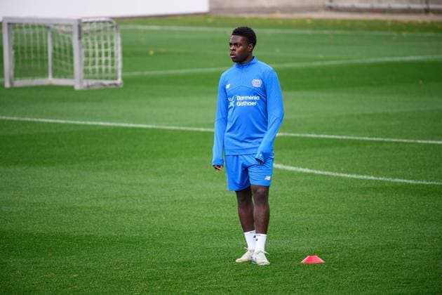 LEVERKUSEN, GERMANY - 30 SEPTEMBER, 2025: Ken Izekor - UEFA Champions League, MD-1, practice FC Bayer 04 Leverkusen at BayArena.  Copyright: xVITALIIxKLIUIEVx