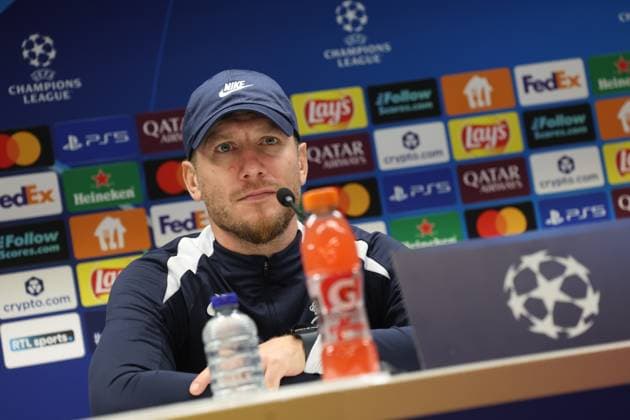 Union s head coach Sebastien Pocognoli pictured during a press conference, PK, Pressekonferenz of Belgian soccer team Royale Union Saint-Gilloise in Brussels, on Tuesday 30 September 2025. The team prepares for tomorrow s match against English team Newcastle United FC, on the second day of the League phase of the UEFA Champions League tournament. VIRGINIExLEFOUR  x135711225x