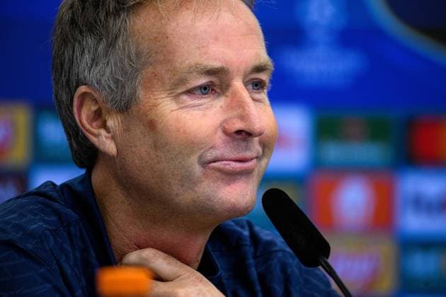 LEVERKUSEN, GERMANY - 30 SEPTEMBER, 2025: Kasper Hjulmand - UEFA Champions League, MD-1, press conference, PK, Pressekonferenz at BayArena.  Copyright: xx