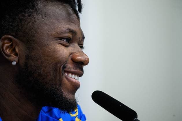 LEVERKUSEN, GERMANY - 30 SEPTEMBER, 2025: Edmond Tapsoba - UEFA Champions League, MD-1, press conference, PK, Pressekonferenz at BayArena.  Copyright: xx