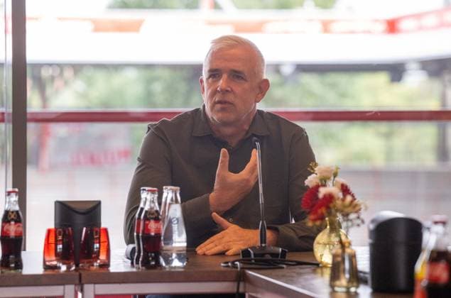 Soccer, Men, Season 2025 2026, 1 Bundesliga, 1 FC Union Berlin, Media round with President Dirk Zingler 1 FC Union on the current status of the planned expansion of the An der Alten Försterei stadium, 30 09 2025, Copyright: xMatthiasxKochx