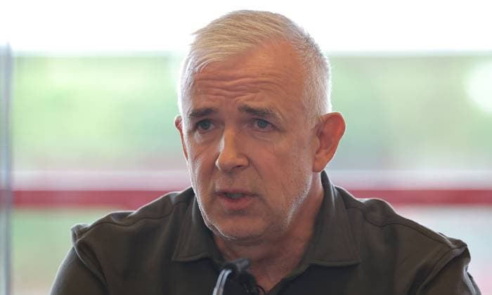 President Dirk Zingler Press conference on stadium expansion Sport Football Soccer Bundesliga Men DFL Season 2024 2025 30 09 2025 1 FC Union Berlin FCU DFL regulations prohibit any use of photographs as image sequences and or quasi video