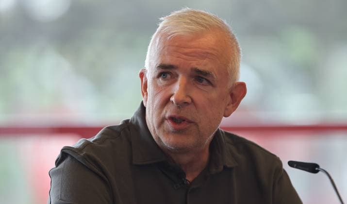 President Dirk Zingler Press conference on stadium expansion Sport Football Soccer Bundesliga Men DFL Season 2024 2025 30 09 2025 1 FC Union Berlin FCU DFL regulations prohibit any use of photographs as image sequences and or quasi video