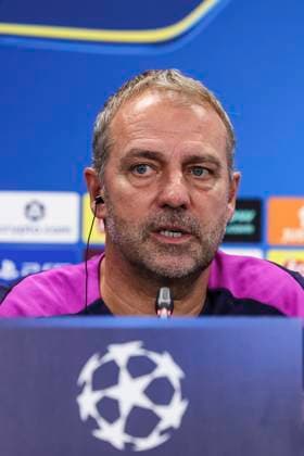 September 30, 2025, Sant Joan Despi, Barcelona, SPAIN: Hansi Flick, head coach of FC Barcelona, Barca attends his press conference, PK, Pressekonferenz during the training day of FC Barcelona ahead the UEFA Champions League 2025 26, football match against Paris Saint-Germain at Ciudad Esportiva Joan Gamper on September 30, 2025 in Sant Joan Despi, Barcelona, Spain. Sant Joan Despi SPAIN - ZUMAa181 20250930_zaa_a181_056 Copyright: xJavierxBorregox