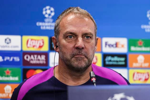 September 30, 2025, Sant Joan Despi, Barcelona, SPAIN: Hansi Flick, head coach of FC Barcelona, Barca attends his press conference, PK, Pressekonferenz during the training day of FC Barcelona ahead the UEFA Champions League 2025 26, football match against Paris Saint-Germain at Ciudad Esportiva Joan Gamper on September 30, 2025 in Sant Joan Despi, Barcelona, Spain. Sant Joan Despi SPAIN - ZUMAa181 20250930_zaa_a181_059 Copyright: xJavierxBorregox