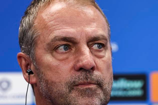 September 30, 2025, Sant Joan Despi, Barcelona, SPAIN: Hansi Flick, head coach of FC Barcelona, Barca attends his press conference, PK, Pressekonferenz during the training day of FC Barcelona ahead the UEFA Champions League 2025 26, football match against Paris Saint-Germain at Ciudad Esportiva Joan Gamper on September 30, 2025 in Sant Joan Despi, Barcelona, Spain. Sant Joan Despi SPAIN - ZUMAa181 20250930_zaa_a181_078 Copyright: xJavierxBorregox