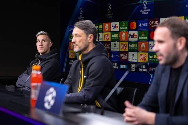 30 09 2025, Press conference for the UEFA Champions League match between Borussia Dortmund and Atletico Bilbao, f l Nico Schlotterbeck Borussia Dortmund , Coach Niko Kovac Borussia Dortmund , Dortmund Training ground Borussia Dortmund NRW Germany xRHR PHOTO DEx Copyright: DennisxEwert RHR-FOTOx RHR-FOTO DE