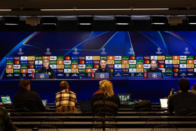 30 09 2025, Press conference for the UEFA Champions League match between Borussia Dortmund and Atletico Bilbao, f l Nico Schlotterbeck Borussia Dortmund , coach Niko Kovac Borussia Dortmund , press spokesman Sven Westerschulze Borussia Dortmund , Dortmund training ground Borussia Dortmund NRW Germany xRHR PHOTO DEx Copyright: DennisxEwert RHR-FOTOx RHR-FOTO DE