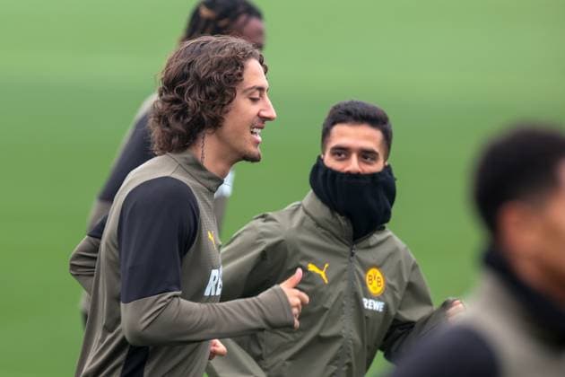 30 09 2025, Final training session for the UEFA Champions League match between Borussia Dortmund and Atletico Bilbao, f l Fabio Silva Borussia Dortmund , Yan Couto Borussia Dortmund , Dortmund training ground Borussia Dortmund NRW Germany xRHR PHOTO DEx Copyright: DennisxEwert RHR-FOTOx RHR-FOTO DE