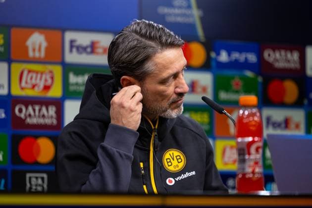 30 09 2025, Press conference for the UEFA Champions League match between Borussia Dortmund and Atletico Bilbao, coach Niko Kovac Borussia Dortmund listens to the interpreter, Dortmund training ground Borussia Dortmund NRW Germany xRHR PHOTO DEx Copyright: DennisxEwert RHR-FOTOx RHR-FOTO DE