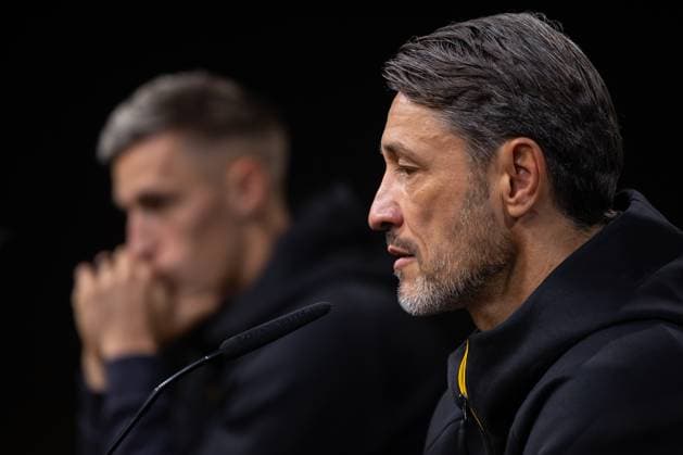30 09 2025, Press conference for the UEFA Champions League match between Borussia Dortmund and Atletico Bilbao, f l Nico Schlotterbeck Borussia Dortmund , Coach Niko Kovac Borussia Dortmund , Dortmund Training ground Borussia Dortmund NRW Germany xRHR PHOTO DEx Copyright: DennisxEwert RHR-FOTOx RHR-FOTO DE