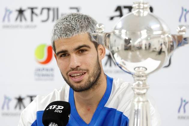 September 30, 2025, Tokyo, Japan: Carlos ALCARAZ speaks during a press conference, PK, Pressekonferenz after winning the singles final match at the Japan Open Tennis Championships at Ariake Colosseum in Tokyo. The tournament runs from September 22 to 30. Alcaraz defeated Taylor Fritz 6-4, 6-4. Tokyo Japan - ZUMAm191 20250930_aap_m191_049 Copyright: xRodrigoxReyesxMarinx