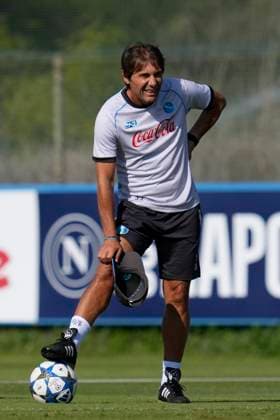 Head Coach Antonio Conte (SSC Napoli) looks on, UEFA Champions League, SSC Napoli Training Session And press conference, PK, Pressekonferenz SSC Napoli Training Center, September 30, 2025, Naples, Italy.