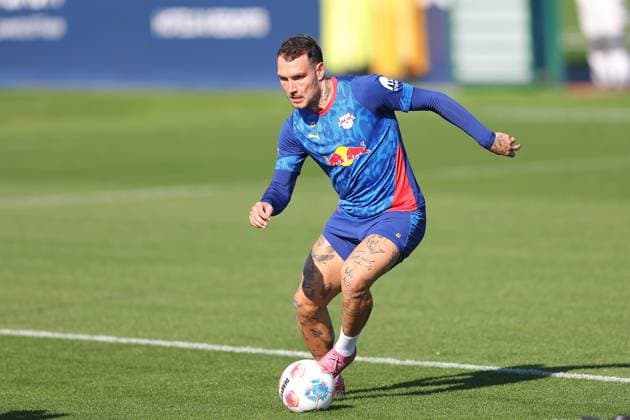 Training RB Leipzig Bundesliga Leipzig, 30 09 2025, Training center at Cottaweg, Season 2025 2026, Football, Men, 1 Bundesliga , Training RB Leipzig , In the picture David Raum ,