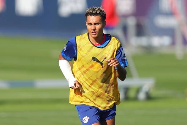Training RB Leipzig Bundesliga Leipzig, 30 09 2025, Training center at Cottaweg, Season 2025 2026, Football, Men, 1 Bundesliga , Training RB Leipzig , In the picture Antonio Nusa ,