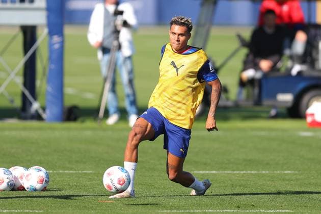 Training RB Leipzig Bundesliga Leipzig, 30 09 2025, Training center at Cottaweg, Season 2025 2026, Football, Men, 1 Bundesliga , Training RB Leipzig , In the picture Antonio Nusa ,