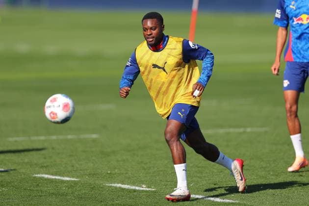 Training RB Leipzig Bundesliga Leipzig, 30 09 2025, Training center at Cottaweg, Season 2025 2026, Football, Men, 1 Bundesliga , Training RB Leipzig , In the picture Ridle Baku ,