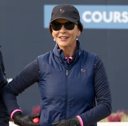 UK: The Alfred Dunhill Links Championship at The Old Course, St Andrews, Scotland on 30 September 2025: Pictured: Actress Catherine Zeta-Jones on the 1st tee during a practice round at the Alfred Dunhill Links Championship 2025 at the Old Course, St Andrews St Andrews The Old Course Scotland Copyright: xAlexxToddx