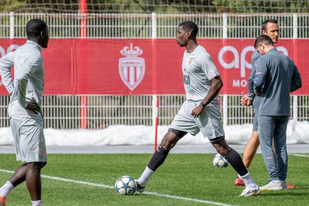 AS Monaco Training - La Turbie Paul Pogba seen during collective team training, day before UEFA Champion s League day 2 match versus Manchester City, in AS Monaco Football Club training center in La Turbie, France, on September 30, 2025. Photo by Laurent Coust ABACAPRESS.COM La Turbie France  Copyright: xCoustxLaurent ABACAx