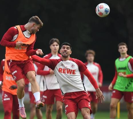 30 09 2025, xophax, Soccer 1 Bundesliga, 1 FC Köln, 1 FC Köln Training Jahn Thielmann , left and Cenk Özkacar , right both 1 FC Köln Koeln