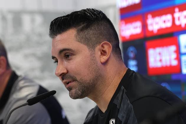 Football, Men, 3 Liga, Season 2025 2026, TSV 1860 Munich, Press conference, Grünwalder Strasse 114 Alper Kayabunar, interim coach TSV 1860 Munich at the press conference, head, portrait, sideways in profile