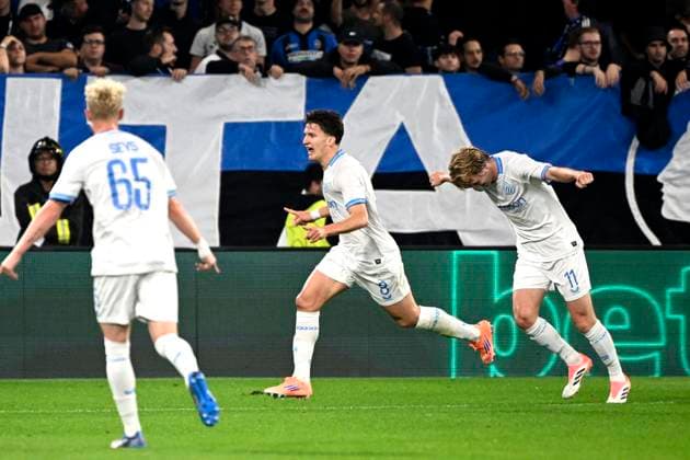 Atalanta v Club Brugge - UEFA Champions League BERGAMO, ITALY - SEPTEMBER 30 : Tzolis Christos forward of Club Brugge celebrates scoring a goal during the UEFA Champions League 2025 26 League Phase MD2 match between Atalanta and Club Brugge on September 30, 2025 in Bergamo, Italy, 30 09 2025 Bergamo Italy  Copyright: xPeterxDexVoechtx