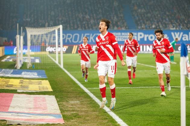 Goal celebration 0 1 Goalscorer No. 11 Moritz Hannemann FCE GER, FC Hansa Rostock vs FC Energie Cottbus, Football, Men, 3 League, 09 Matchday, Season 2025 2026, 30 09 2025 Rostock Ostseestadion Mecklenburg Vorpommern Germany