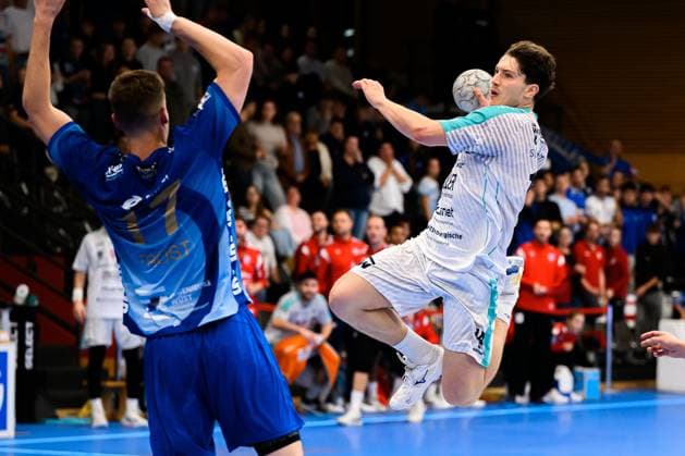 Grosswallstadt 2 HBL 25 26 TV Grosswallstadt SG BBM Bietigheim f li Sebastian Trost TV Grosswallstadt , Fynn Nicolaus Bietigheim Elsenfeld Untermainhalle Bayern Germany