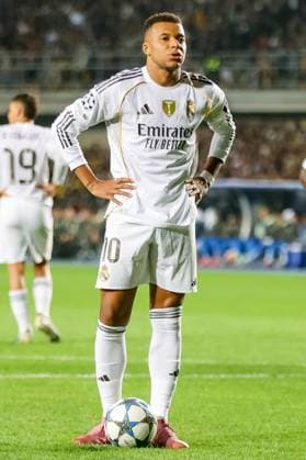 KAZAKHSTAN, ALMATY - SEPTEMBER 30, 2025: Real Madridâ€™s Kylian Mbappe in a 2025-26 UEFA Champions League League Phase Matchday 2 football match between FC Kairat and Real Madrid at Central Stadium. Alikhan Sariyev TASS  84470004