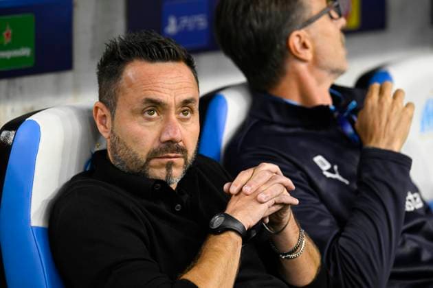 FOOTBALL : Olympique de Marseille VS AFC Ajax Amsterdam - Champions League - 30 09 2025 Roberto De Zerbi (Coach Olympique de Marseille) - Champions League match between Olympique de Marseille and AFC Ajax Amsterdam on September 30, 2025 at the Orange Velodrome Stadium in Marseille. MarseilleFrance  Copyright: xWilliamxCannarellax