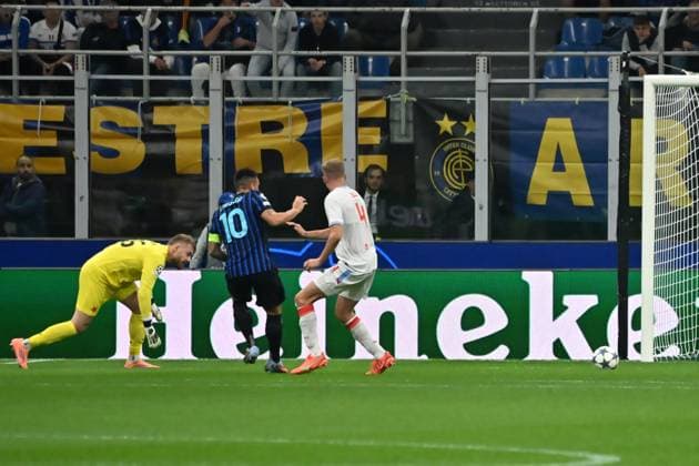 Uefa Champions League 2025-2026 Inter vs Slavia Praga Stadio Giuseppe Meazza 30 Settembre 2025 Nella foto: Gol Lautaro Martinez Copyright: xAndreaxRositox DSC_0018