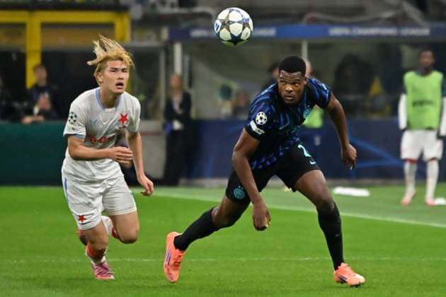 Uefa Champions League 2025-2026 Inter vs Slavia Praga Stadio Giuseppe Meazza 30 Settembre 2025 Nella foto: Denzel Dumfries Copyright: xAndreaxRositox DSC_0310