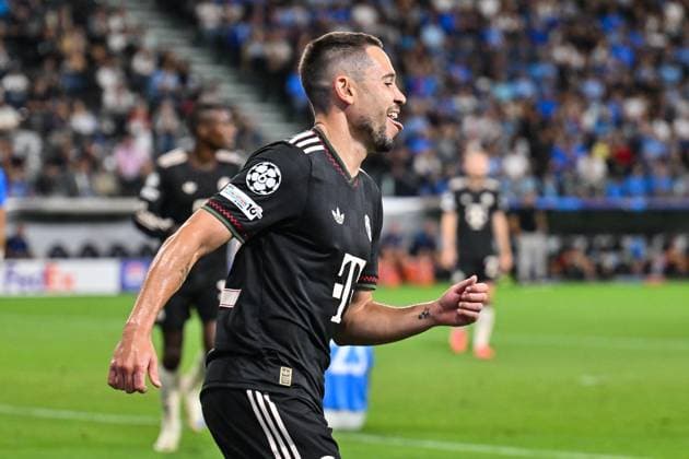 UEFA Champions League Paphos FC FC Bayern München 30 09 2025 Cheers after Raphael GUERREIRO FC Bayern Muenchen 22 Goal Goalscorer Joy Happy UEFA Champions League Paphos FC FC Bayern München Alphamega Stadium on 30 09 2025 Copyright: xBEAUTIFULxSPORTS Goldbergx