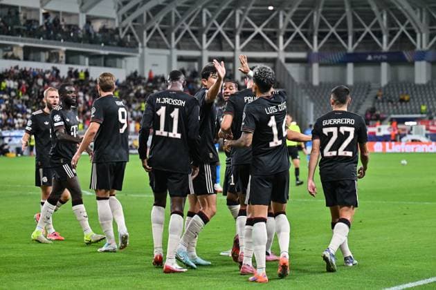 UEFA Champions League Paphos FC FC Bayern München 30 09 2025 Cheers after Raphael GUERREIRO FC Bayern Muenchen 22 Goal Goalscorer Joy Happy UEFA Champions League Paphos FC FC Bayern München Alphamega Stadium on 30 09 2025 Copyright: xBEAUTIFULxSPORTS Goldbergx