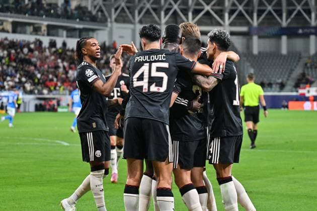UEFA Champions League Paphos FC FC Bayern München 30 09 2025 Cheers after Raphael GUERREIRO FC Bayern Muenchen 22 Goal Goalscorer Joy Happy UEFA Champions League Paphos FC FC Bayern München Alphamega Stadium on 30 09 2025 Copyright: xBEAUTIFULxSPORTS Goldbergx