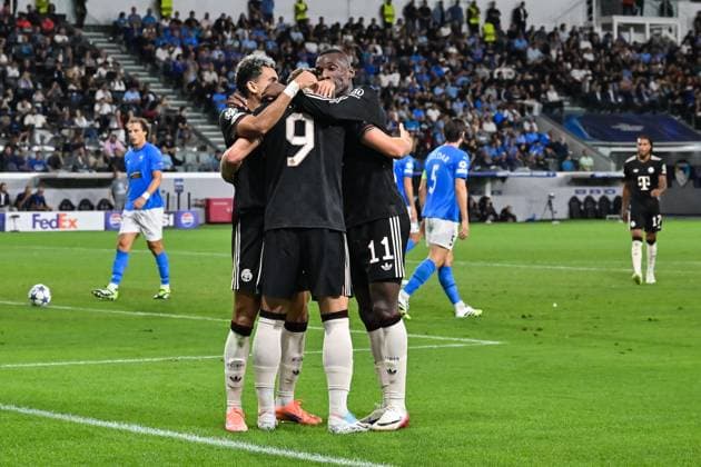 UEFA Champions League Paphos FC FC Bayern München 30 09 2025 Cheers after Harry KANE FC Bayern Muenchen 9 Goal Goalscorer Joy Happy UEFA Champions League Paphos FC FC Bayern München Alphamega Stadium on 30 09 2025 Copyright: xBEAUTIFULxSPORTS Goldbergx