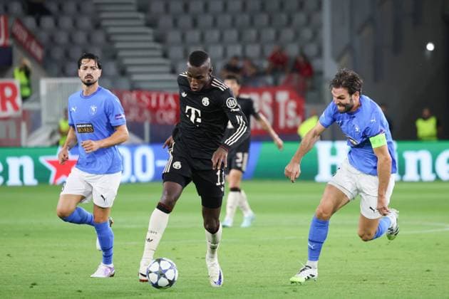 David Goldar Pafos 5 , Nicolas Jackson Bayern Muenchen 11 , CYP, FC Pafos FC Bayern Muenchen, Football, Champions League, Matchday 2, Season 2025 2026, 30 09 2025 CYP, FC Pafos FC Bayern Muenchen, Football, Champions League, Matchday 2, Season 2025 2026, 30 09 2025 Limassol Copyright: xEibner-Pressefoto JoergxNiebergax EP_JNL