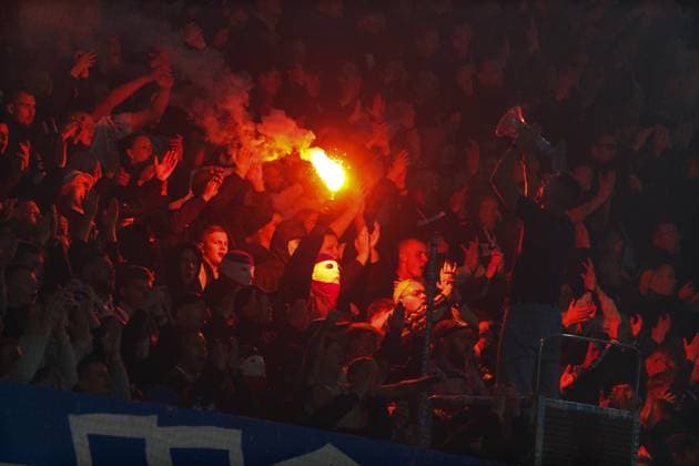 Hansa fans burn pyrotechnics GER, FC Hansa Rostock vs FC Energie Cottbus, Football, Men, 3 Liga, 09 Matchday, Season 2025 2026, 30 09 2025 Rostock Ostseestadion Mecklenburg Vorpommern Germany